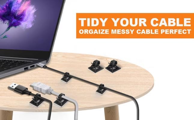Cable Organizer Kit for Desk – Cable Clips, Cable Sleeves, Cable Ties, Cord Organizer, Wire Management Set – ZENVOX - Image 4