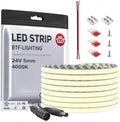 BTF-LIGHTING FCOB Thin 5mm Width COB LED Strip Light Natural White 4000K by BTF-LIGHTING