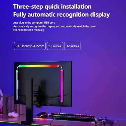 Tangxi RGB LED Strip Lights for 24" PC & Monitor, TV Backlight Behind Strip with Music Sync, Computer Light Bar Behind Screen for Desk Gaming - Image 5
