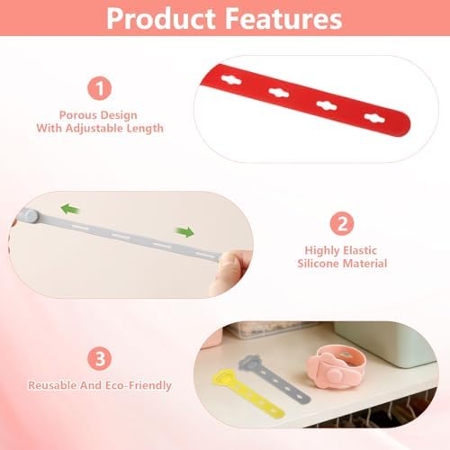 75 Pcs Silicone Cable Ties, Reusable Cable Straps Wire Organizer. - Image 3
