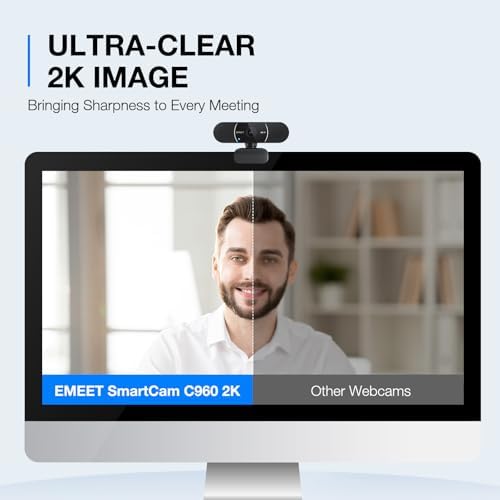 EMEET C960 2K Webcam with Microphone, PDAF, 2 Omnidirectional Mics - Image 2