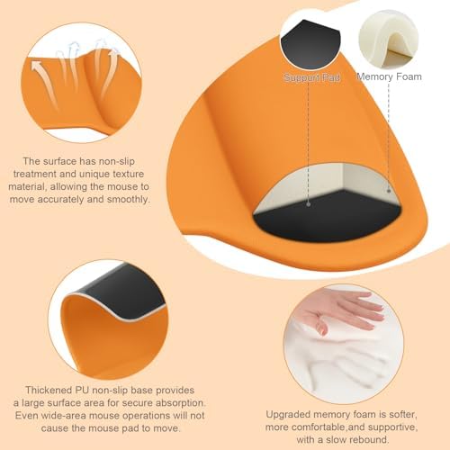 MOSISO Wrist Rest Support for Mouse Pad & Keyboard Set, Orange - Image 2