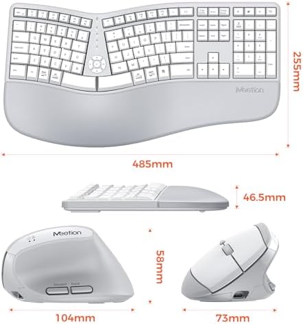 MEETION Ergonomic Keyboard Mouse Combo, Split Design Vertical Mouse Gray - Image 5