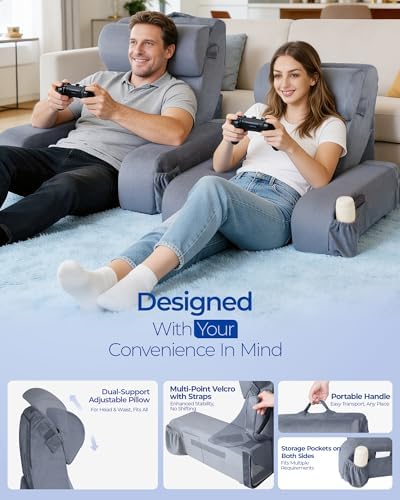 Kayfia Reading Pillow, 30-90° Stepless Adjust Angle & Height, Medium, Grey - Image 4