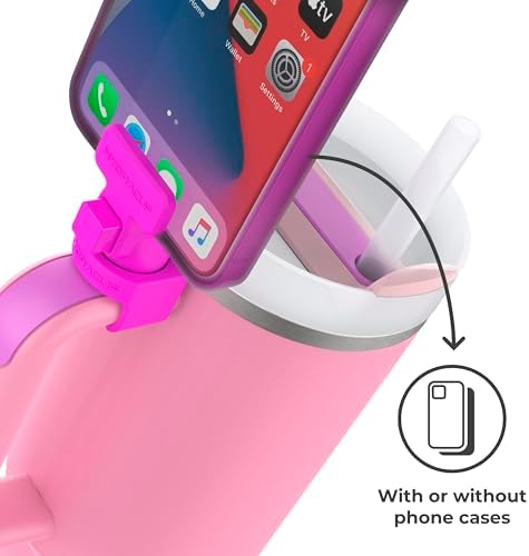 HydraClip Phone Attachment - Watch, Carry, Record, & Stay Organized, Use as Phone Stand or Tripod, Hands Free Detachable, Stanley Cup Accessories, Spring Loaded Secure Grip (Neon Pink) - Image 6
