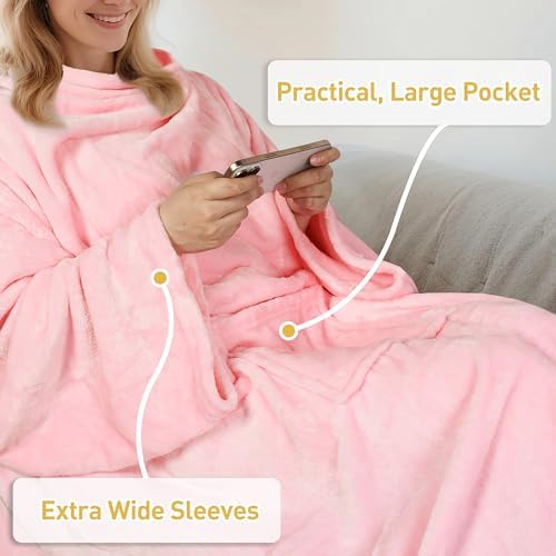 Catalonia Wearable Blanket with Sleeves for Women & Men, Fleece Wrap Throw - Image 5
