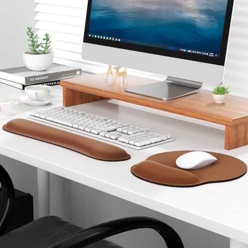 KTRIO Keyboard Wrist Rest & Mouse Pad with Wrist Rest, Coffee Brown | Memory Foam Wrist Support, Ergonomic Design, Non-Slip Base, Office and Home Use - Image 6