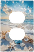 Outlet Covers Beach Starfish Seashell Decorative 1 Gang Duplex Light Switch Cover Plate Single Electrical Receptacle Wall Plate Summer Sea Ocean Plug Switchplate Faceplate Bedroom Decor by JOOJIAO