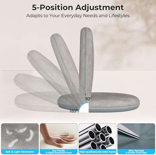 Floor Chair, 5-Position Foldable Floor Chair for Kids with Adjustable Back, Soft Sponge & Velvetean Cover, for Adults and Kids, Indoor Outdoor Use, Meditation, Gaming, Camping (Gray) - Image 4