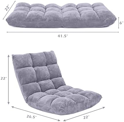 COSTWAY Floor Chair, Video Gaming Chairs with Back Support, Grey - Image 3