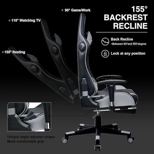 GTPLAYER Gaming Chair with Footrest Speakers Video Game Chair Bluetooth Music Heavy Duty Ergonomic Computer Office Desk Chair - Image 6