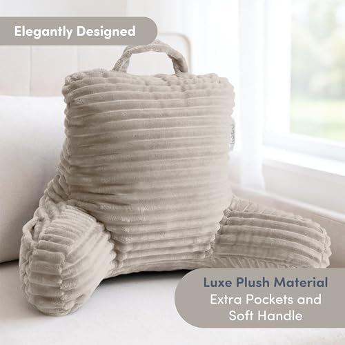 Nestl Reading Pillow for Kids & Teens with Shredded Memory Foam, Luxe Cut Plush Backrest Pillows for Reading and Gaming, for use on Couch, Bed, Floor, Adjustable Support with Washable Cover Linen - Image 2