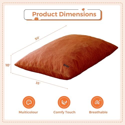MAXYOYO 3 in 1 Kids Bean Bag Chair, Comfy Floor Sofa with Removed Cover | Convertible Chair Folds from Bean Bag to Lounger, Floor Couch with High-Density Foam Filling, Floor Sofa for Gaming, Orange - Image 2