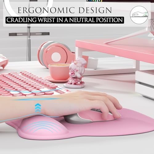 MROCO Ergonomic Mouse Pad with Gel Wrist Rest, 9.4 x 8.1 in, Pale Pink - Image 5