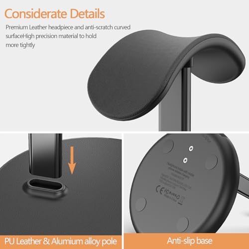 Hiwe Headphone Stand with Wireless Charger, Headset Holder for Desktop - Image 2