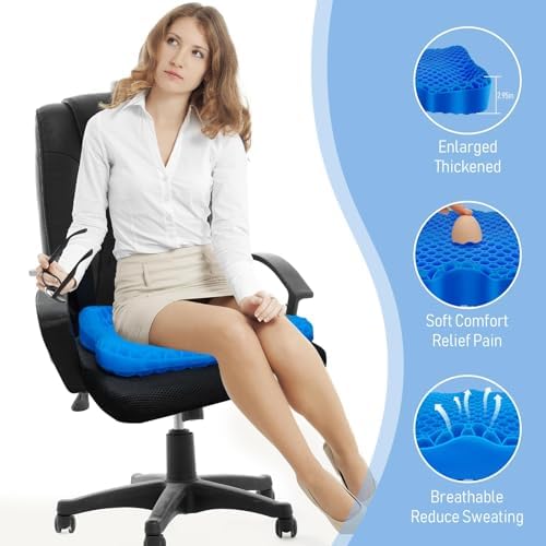 NEW-Vi Gel Seat Cushion, Thickened Big Breathable Honeycomb Design Absorbs Pressure Points Gel Cushion with Anti-Slip Cover Seat Cushion for Office Chair Home Car Seat Cushion for Wheelchair - Image 6