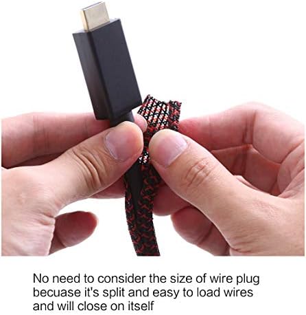 Alex Tech 10ft - 1/4 inch Cord Protector Wire Loom Tubing Cable Sleeve Split Sleeving For USB Cable Power Cord Audio Video Cable – Protect Cat From Chewing Cords - Blackred - Image 2