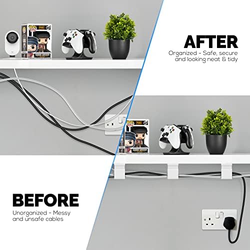 3pc VHB Adhesive Cable Organizer Holder, for Heavy Cables, PC Cords & Wires with Strong Adhesive, Under Desk Mount Management - Small (White) - Image 5