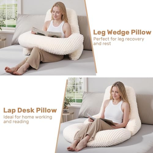 Reading Pillow for Bed, Backrest Pillow with Arms for Adult - Image 2
