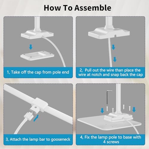 LED Desk Lamp Double Light: 1200LM Desk Light Base for Home Office, White - Image 4