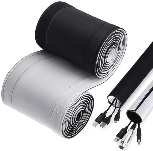 120" Neoprene Cable Management Organizer, Reversible Flexible Cuttable DIY Hole Cord Hider Cover Sleeve for Office TV Computer Home Desk Protect Wires by Unknown