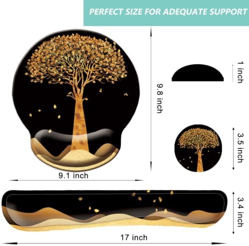 Keyboard Wrist Rest Pad Mouse Pad with Wrist Support Set of 3, Mousepad with Non-Slip Rubber Base, Ergonomic Memory Foam Mouse Wrist Cushion Support for Home Office Laptop Computer, Tree - Image 5