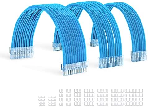 Formulamod Sleeve Extension Power Supply Cable Kit 18AWG ATX 24P+ (2) EPS 8-P+ (3) PCI-E8-P with Combs for PSU to Motherboard/GPU (SkyBlue) - Image 2