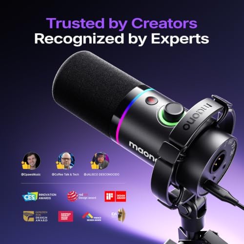 MAONO PD200XS XLR/USB Dynamic Microphone Kit, RGB Gaming Mic with Software - Image 2