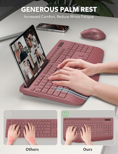 Wireless Keyboard and Mouse Combo - Full-Sized, Ergonomic Wrist Rest - Image 2