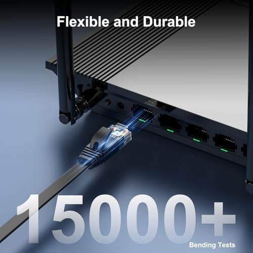 CableGeeker Cat 6 Flat Ethernet Cable 125ft, 10Gbps, Black - Image 6