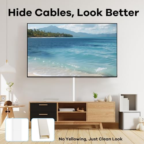 ZhiYo Cord Hider 71in(5 x L14in), Cord Covers for Wires on Wall, Cable Hider for Wall Mounted TV, Wire Cover for 2-4 Cords, Paintable Wire Concealer, Easy Cable Management, W0.95in H0.55in, White - Image 4