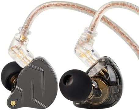 KZ ZSN Pro in Ear Monitor Headphones, 1BA 1DD Hybrid Driver Wired Gaming Earbuds, Deep Bass Sound Wired Ear Buds, HiFi IEM for Gaming Music Video Calling Singer Musician Drummer DJ (with mic, Gray) by Yinyoo