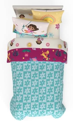 Dora The Explorer Kids Bedding Set Super Soft & Cozy Reversible Microfiber Comforter and Sheet Set with Sham, 5 Piece Twin Size, (Officially Licensed Product) By Franco - Image 2