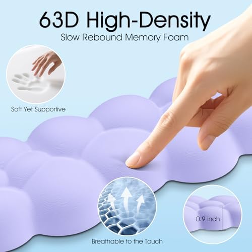 Cloud Wrist Rest Keyboard Cushion and Cloud Mouse Pad, Purple | 4-in-1 Ergonomic Cloud Keyboard Wrist Rest Set, Memory Foam, Arm Support for Palm, Cute Desk Accessory for PC Gaming Setup - Image 4