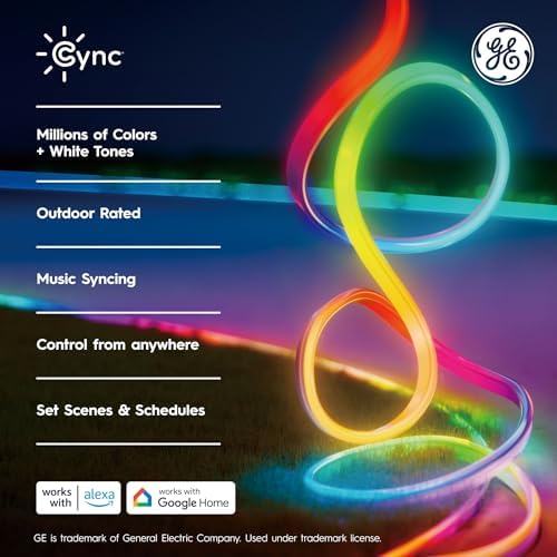 Cync GE Dynamic Effects Smart LED Light Strip with Music Sync, Color Changing Outdoor Light Strip, Compatible with Alexa and Google Home, 32ft Waterproof Light + Power Supply - Image 2