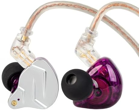 KZ ZSN Pro in Ear Monitor Headphones, 1BA 1DD Hybrid Driver Wired Gaming Earbuds, Deep Bass Sound Wired Ear Buds, HiFi IEM for Gaming Music Video Calling Singer Musician Drummer DJ (with mic, Purple) by Yinyoo