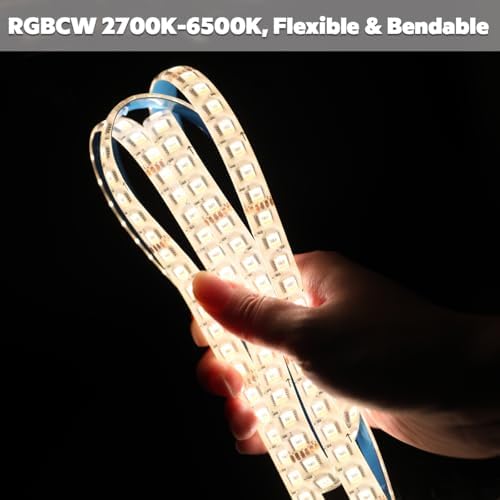 IP65 Waterproof RGBCCT LED Strip, 24V 5m 16.4ft 5050 560 LEDs 12mm Width Flex Cut to Length Dimmable RGBWW LED Strip Light for Damp Environment (IP65 Splashproof 12mm Width) - Image 6