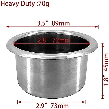 ISURE MARINE 2Pcs 3" Stainless Steel Drop-in Anti-Spill Cup Holder with Non-Slip Washer,Heavy Duty Poker Table Cup Holder Inserts Fits Standard Soda Can for Desk, Boats, RV Cars & Trucks - Image 3
