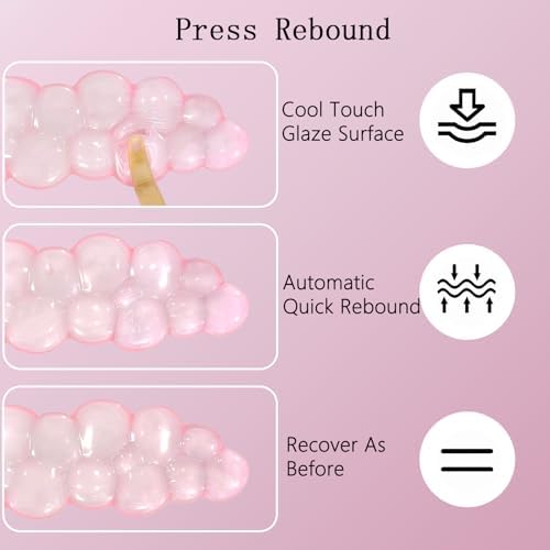 Gel Cloud Wrist Rest Keyboard Clear Pink Mouse Pad with Wrist Rest Set 3PCS Ergonomic Cool Keyboard Wrist Pad Cute Acrylic Coaster Non-Slip Base Cute Transparent Mouse Wrist Pad Support for Computer - Image 5