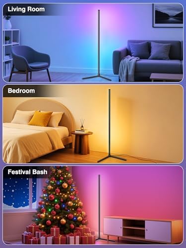 RIYO LED Corner Floor Lamp App Remote Control Music Sync Ambient Lamp - Image 6