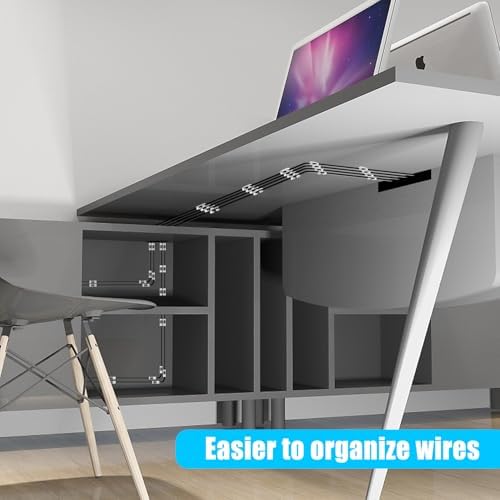 XHF 50pcs Medium Self Adhesive Cable Clips White,Wire Clips Cable Management Wire Organizer Cord Holder for Under Desk, Car, Wall, TV PC Ethernet Cable - Image 5
