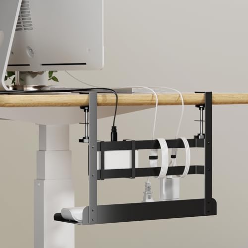 Yecaye Metal Under Desk Cable Management Tray, Clamp-On Desk Shelf - Image 7