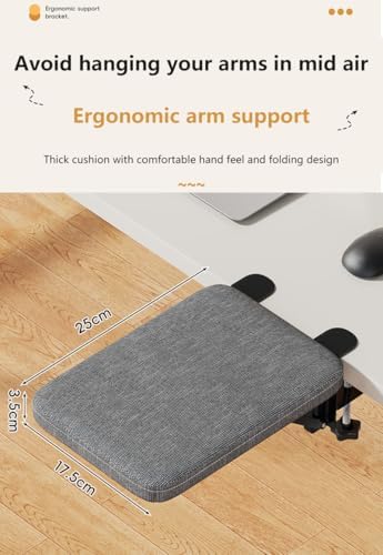 Foldable Armrest Desk Mount - Metal Support + Cushioned Pad for Wrist Relief, Ergonomic Workstation Accessory (Grey) - Image 6