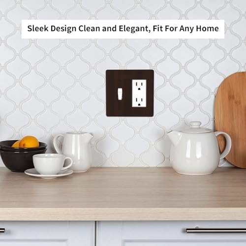 Decorative Outlet Covers Rustic Vintage Dark Brown Wood Grain 2-Gang Combo Light Switch Cover Plate Single Toggle/Rocker Wall Plate Plug Switch Plate Covers for Farmhouse Decor - Image 7