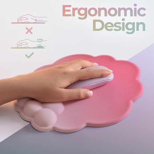 Premium Quality Cloud Wrist Rest Keyboard & Mouse Pad Set – Ergonomic Memory Foam Desk Accessories with Wrist Support for Office & Gaming – Pink Gradient - Image 3