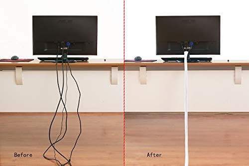 Alex Tech 6.6ft - 1.5 inch Cord Protector Wire Loom Tubing Cable Sleeve Split Sleeving for USB Cable Power Cord Audio Video Cable - Protect Cat from Chewing Cords - White - Image 4
