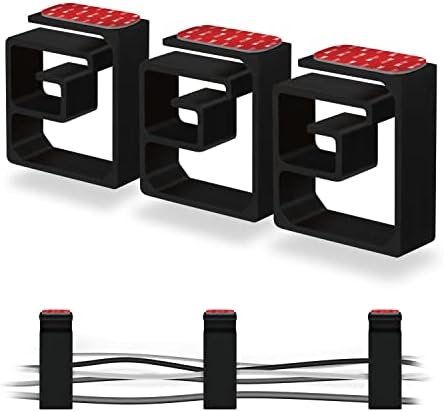 3pc VHB Cable Organizer Holder, for Heavy Cables, PC Cords & Wires with Strong Adhesive, Under Desk Mount Management System - (Black) XL by Brainwavz