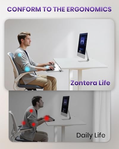 Ergonomic Mouse & Keyboard Tray Under Desk, 20x11.8 in Board, White - Image 3