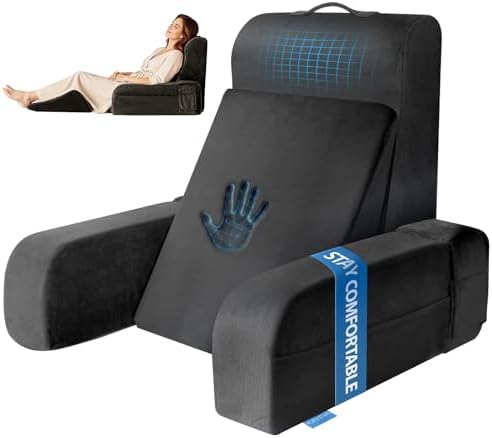 Kayfia Reading Pillow, Gel Memory Foam Back Rest Pillow, 19", Black by Kayfia