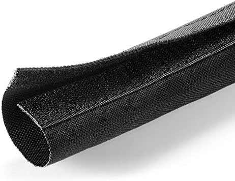 Electriduct 4" Hook and Loop Nylon Fast Wrap Sleeve Cable Management - 5 Feet - Black by Electriduct